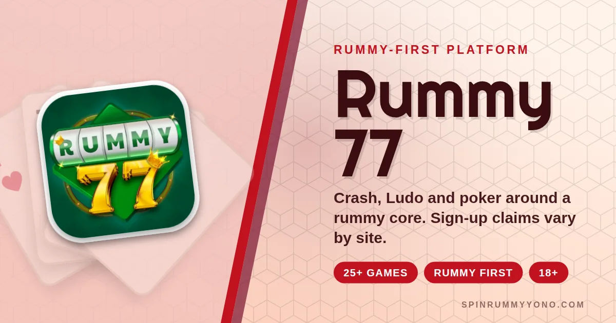 Rummy 77 app banner